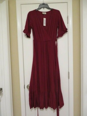Lucy Love Women's Enchanted Wrap Dress Red Wine Size XS