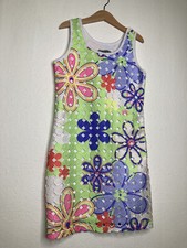 Elisa B. Girls Colorful Eyelet Laced Special Occasion Dress Fully Lined Size 12