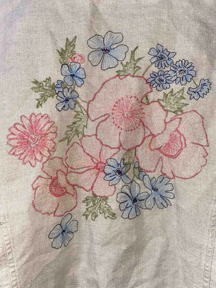 Chaqueta Mujer Colección Liz Claiborne Lino Beige Vintage Bordada Talla XL Foto 4 de 4