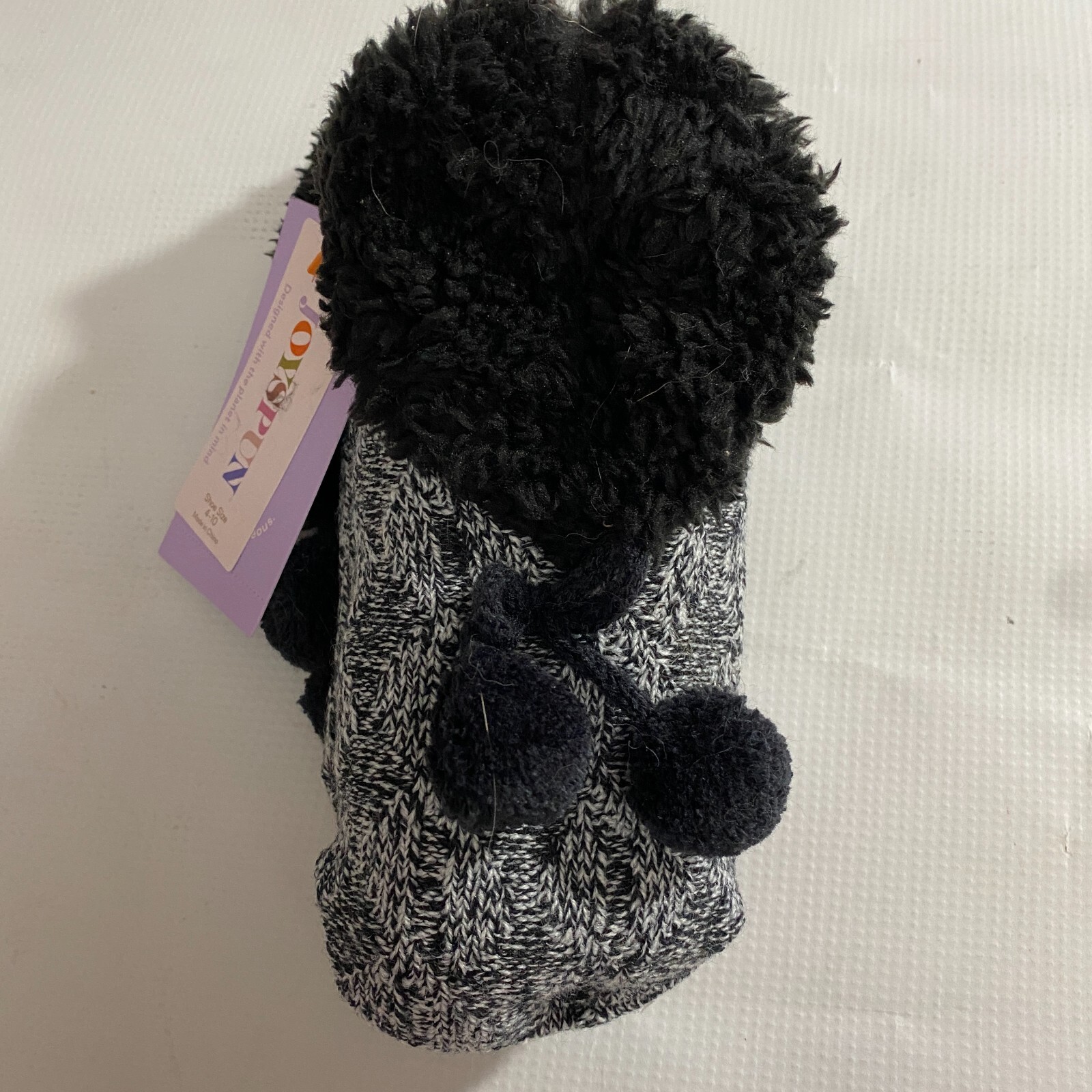 SAOLA Joyspun Calzino Ciabatta Nero Fuzzy Sherpa Foderato in Pile Maglia Gripper Suola 4 10