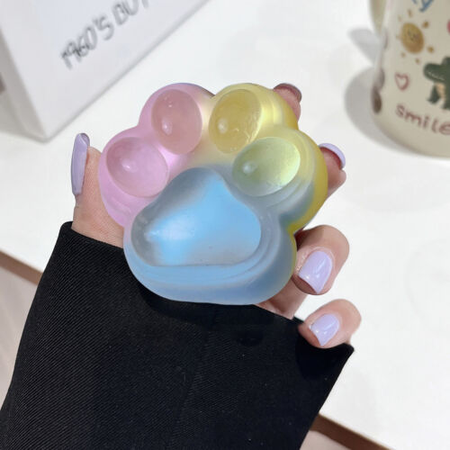 Paw Pinch Toy Cat Shape Soft Tpr Stress Relief for Kids Teens Adults Transparent