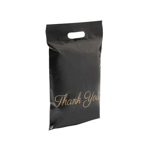 100-500 10x13 in Black Poly Mailers with Handle Thank You Shopping Bags - 第 9/25 張圖片