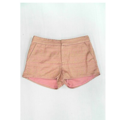 Impulse Women Junior Shorts 10 Gold Pink Dress Striped Embossed 