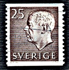 TIMBRE DE SUEDE   Y.T. N° 463  ROI  GUSTAVE VI   OBLITERE  SCAN CONTRACTUEL