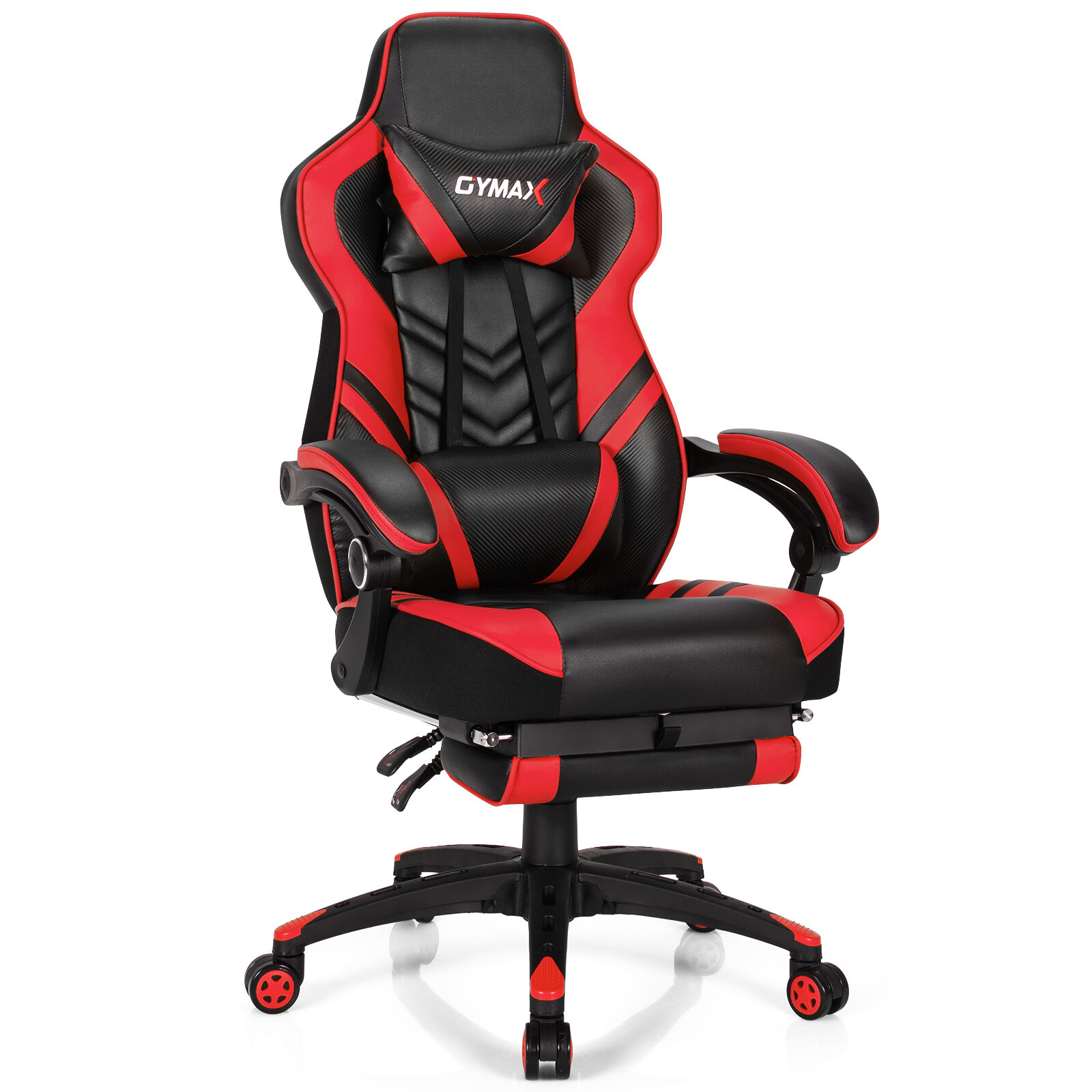 Red Gaming Chair with Adjustable Swivel & Footrest for Office or Computer Desk-image