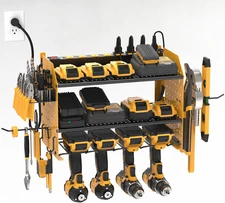 Power Tool Organizer Wall Mount with Charging Station, Cordless Drill Holder wit