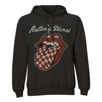 Offiziell lizenzierter The Rolling Stones Chequered Tongue Hoodie Kapuzenpullover