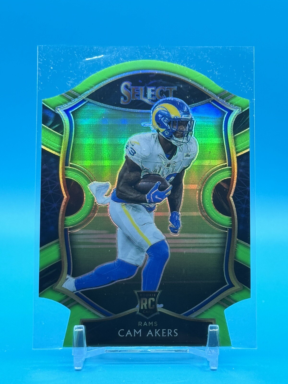 2020 Panini Select #55 Cam Akers RC Neon Green Prizm Die Cut Los Angeles Rams