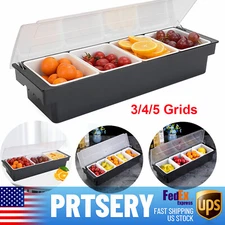 Condiment Tray Bar Caddy 3/4/5 Compartments Garnish Station Food Tray Bar Holder