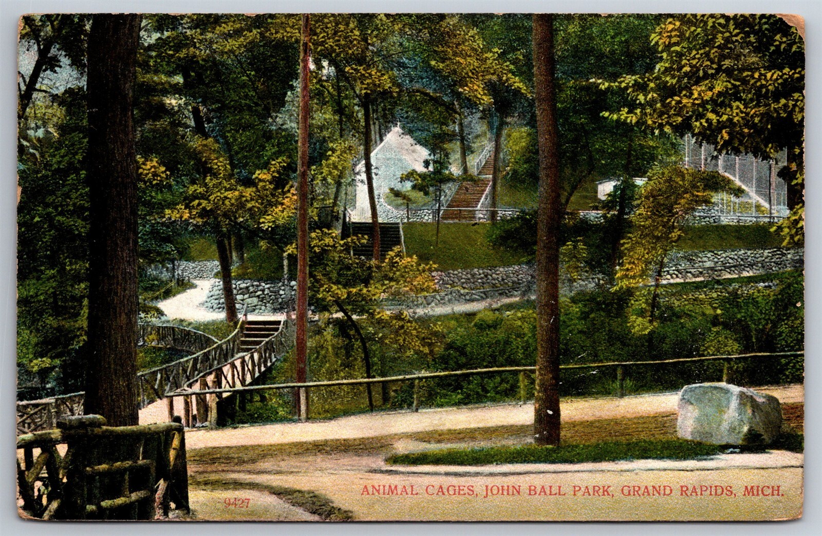 Animal Cages John Ball Park Grand Rapids MI C1908 DB Postcard AD1