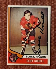 1974-75 Topps #35 Cliff Koroll Chicago Blackhawks Hockey Card Autographed PSA