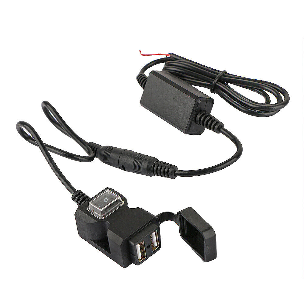 Chargeur discret double port usb pour guidon 22mm et 25mm couleur noir (  moto trike scooter quad )