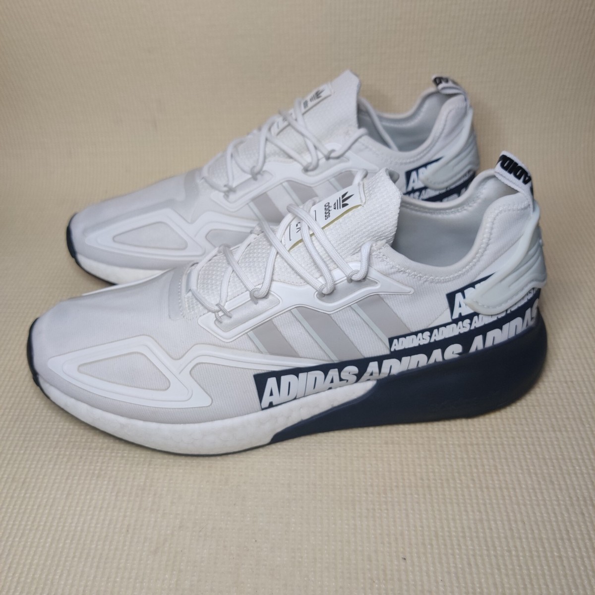 Size 12 Men's Adidas ZX 2K Boost 'Bold Logo Graphic' White