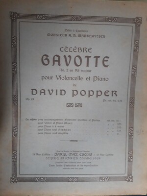 CELEBRE GAVOTTE / für Violine und Klavier, Partitur, DAVID POPPER