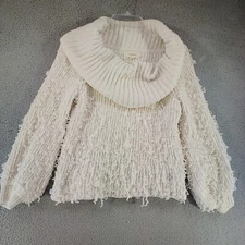 Onetheland Shaggy Sweater Womens Large Long Sleeve Waist Length Cowl Neck