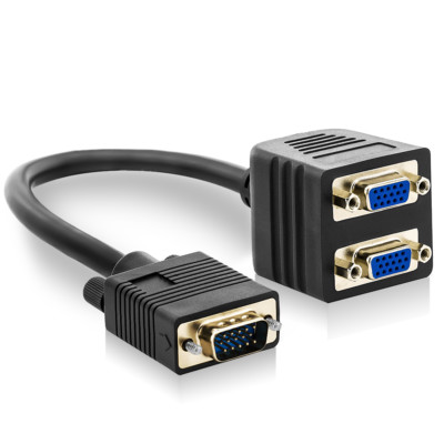 deleyCON S-VGA Y-Adapter Splitter Verteiler - S-VGA Stecker zu 2x S-VGA Buchse