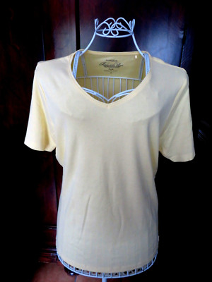 Mark Adam Damen Basic T-Shirt gelb Gr. 44