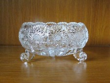 Bohemian Czech Crystal 5" Footed Bowl Hand Cut Queen Lace 24 Lead Glass