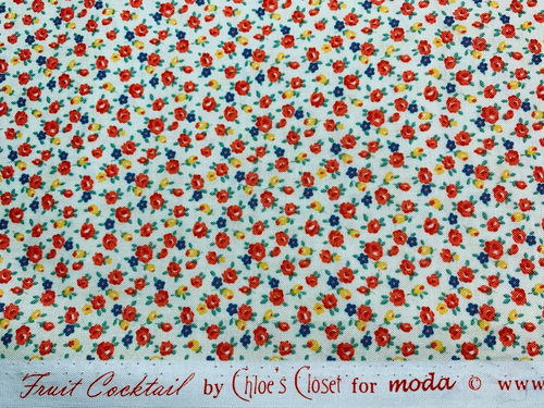 Cotton Fabric 30s40s Repro Blue Red Yellow Floral Chloe's Closet Moda FQ OOP - Picture 4 of 4