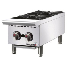 Winco 12" Silver 2 Burner Natural Gas Hot Plate