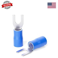 300 Pcs Blue 16-14 AWG Insulated Fork Spade U-Type Wire Connector Electrical ...