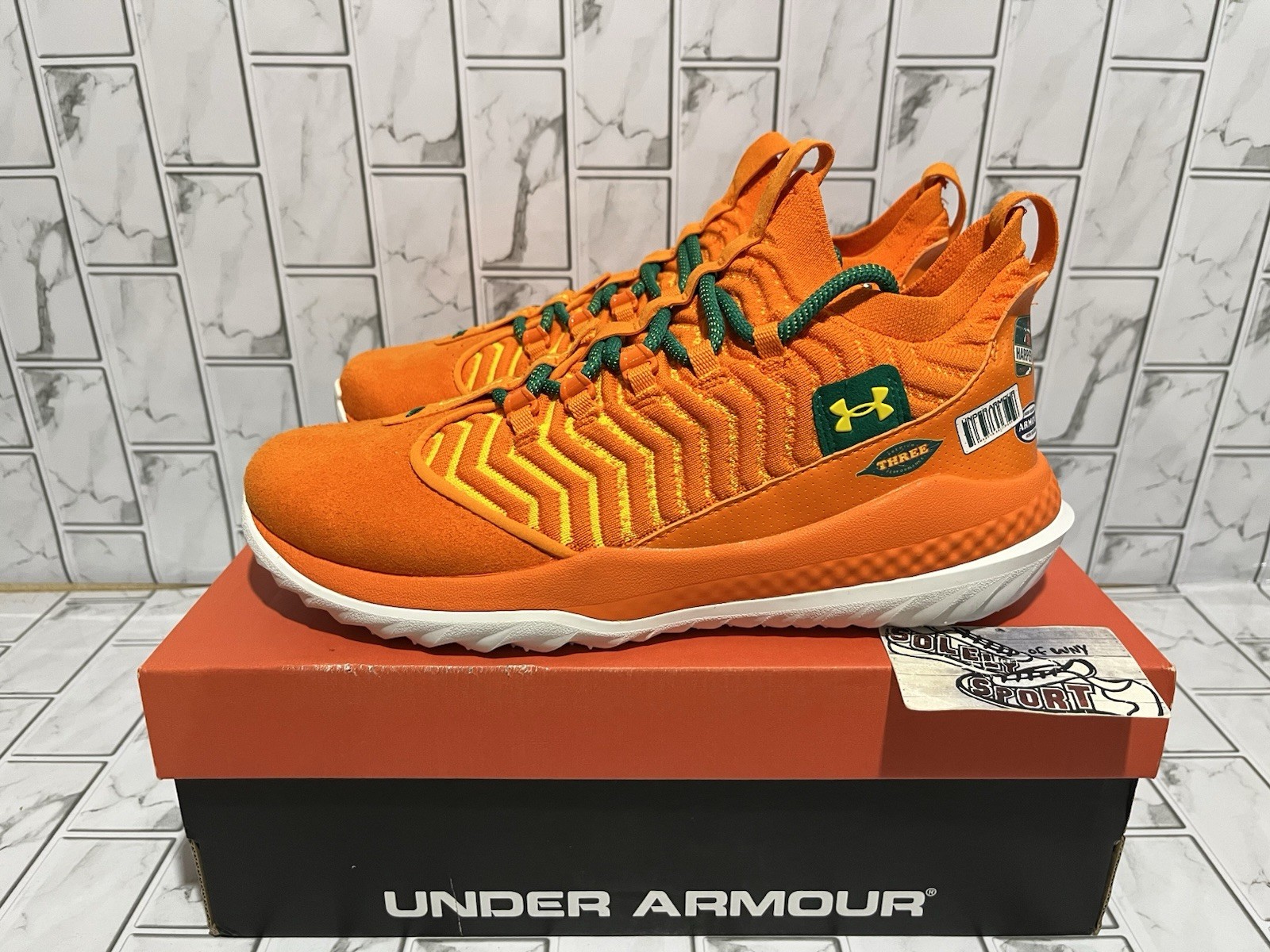 New UA Bryce Harper 9 Pro Juice Baseball Turf Shoes Orange Mens 3027437-800
