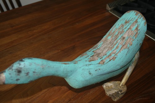 Escultura antigua de pato de madera tallada de arte popular - Imagen 2 de 7
