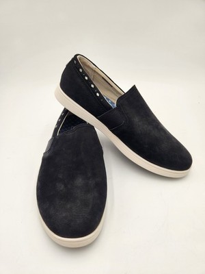 Spenco Black Suede Santa Barbara Shoes Womens Sz 9.5 D Water Resistant Slip-On