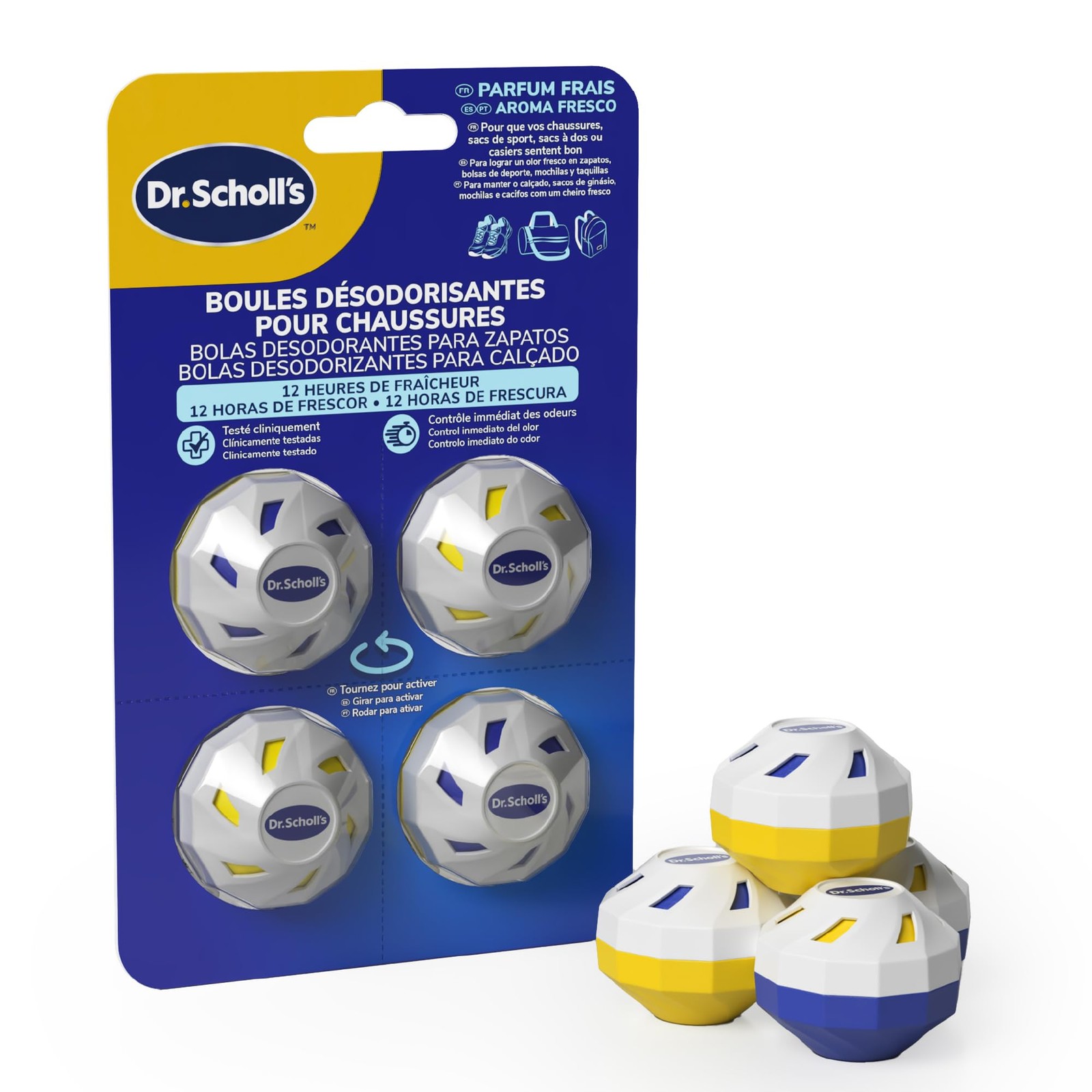 Boules désodorisantes pour chaussures et casiers de sport lot de 6 billes vertes