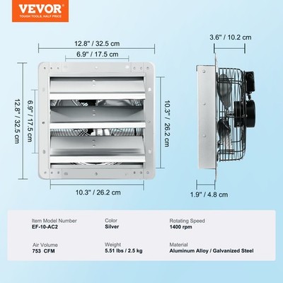 Mini Ventilator VEVOR Abluftventilator Wandlüfter Ventilator 262