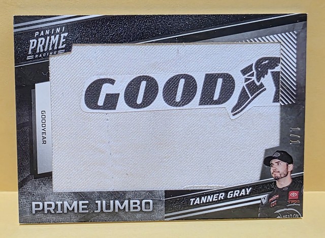 2023 Panini Prime NASCAR Racing Tanner Gray 1/1 Prime Jumbo Patch Good Year
