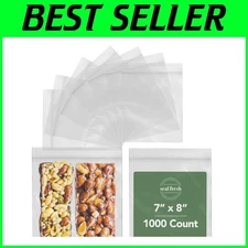 1000 Lightweight Zip Bags - Clear 7x8 Resealable Bags for Food & Craft Storage