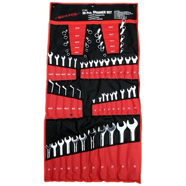 Professional 50PC MIXED Large Metric Combination Spanner Set 6-32mm Stubby