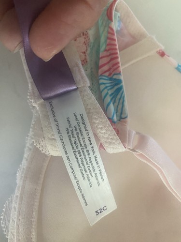 Adored by Adore Me Womens Shea Plunge Push Up Underwire Bra 32C Shell Yeah Print - Picture 15 of 18