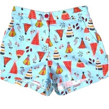 VTG Dollz & Dames High Waisted Short Shorts Turquoise AZTEC Teepee Print 26"