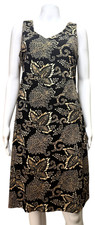 Lauren Ralph Lauren Sleeveless Floral Leaf Midi Dress Black Gold Size S