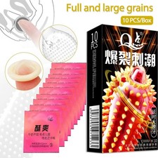 10pcs Adult Sensitive Orgasm Thin Latex Condoms Dotted Ribbed Stimulate Vaginal