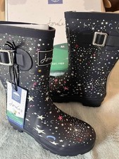 NEW Joules Molly Welly womens navy rubber Stars rain boots US 5 