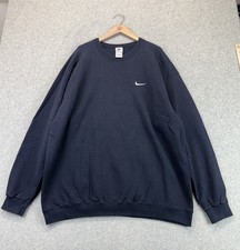 Vintage Nike USA Made Mini Swoosh Crewneck Sweatshirt Black XL