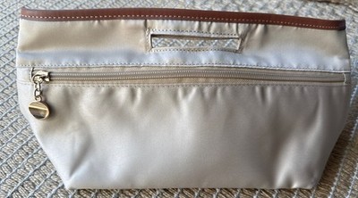 New Luxury Purse Removable Organizer Insert Tan W Leather Trim 12x 6.5  