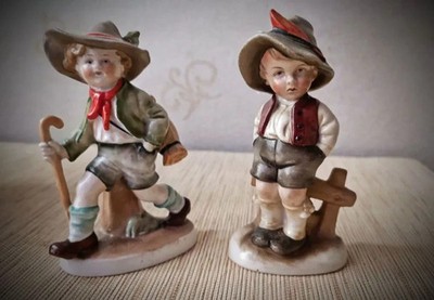 Vintage Goebel Bertram Wagner Apel Figurines Set German Porcelain Boy Statues Co