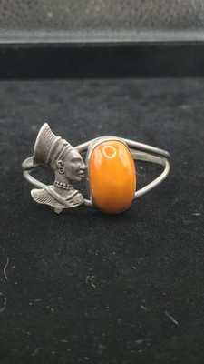 Sterling African Egg Yoke Amber Braclet