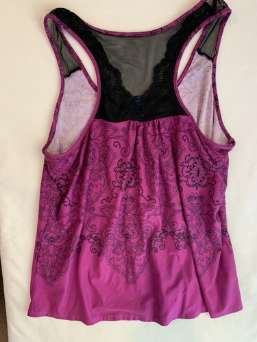 Apt 9 Pijama Set XL CROP CAPRI PÚRPURA CACHEMIR TEJIDO ESPALDA DEPORTIVA TANQUE FINO FRESCO - Imagen 4 de 6