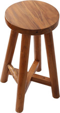 Bar Stool with round Seat for Kitchen Island Counter, Solid Teak Wood Barstool i