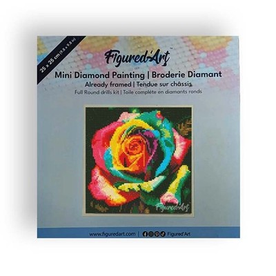 FIGURED'ART  PREFRAMED 25 x 25 CM DIAMOND PAINTING KIT - POPART SINGLE ROSE