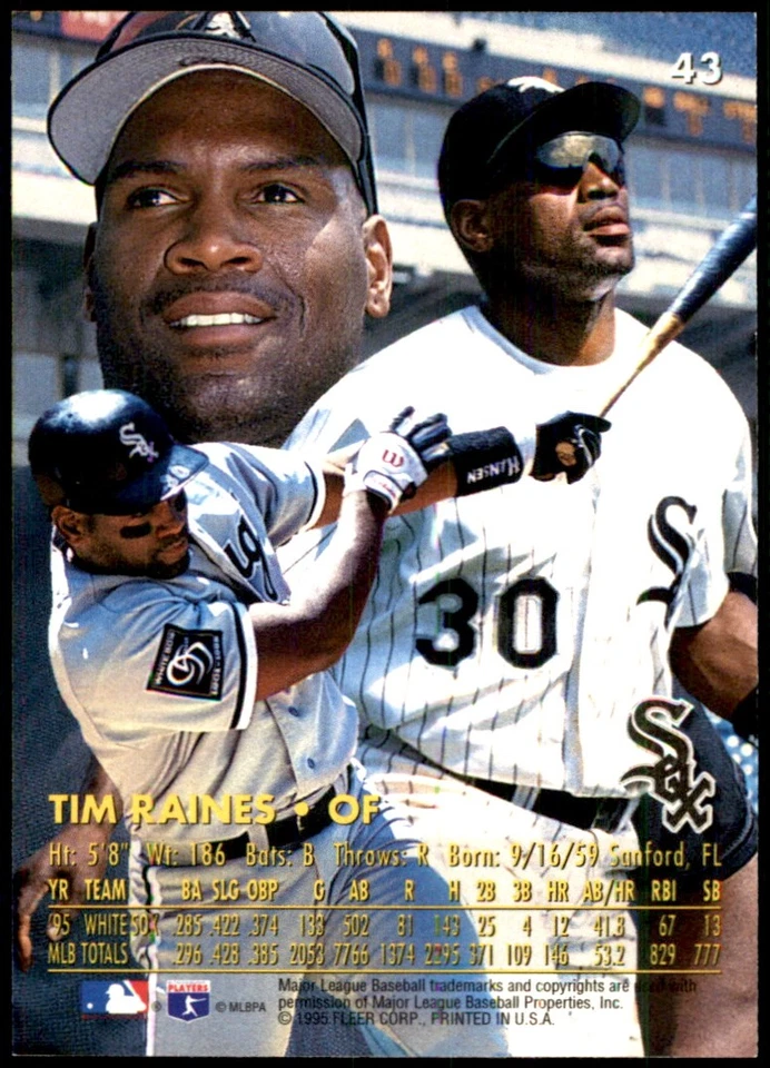 Tim Raines 1996 Ultra #43 Chicago White Sox MLB READ FREE SHIPPING AutographDen - Image 2 of 2