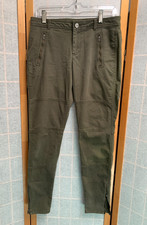 Banana Republic Women's Sz 6 Skinny Pants Green Slim Fit Cotton Blend Zippers