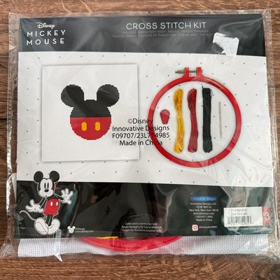 Disney Mickey Mouse Counted Cross Stitch Kit w Hoop Needle Thread NIP