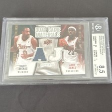 2009-10 Upper Deck Dual Game Materials Gilbert Arenas LeBron James DG-AJ BGS 8.5