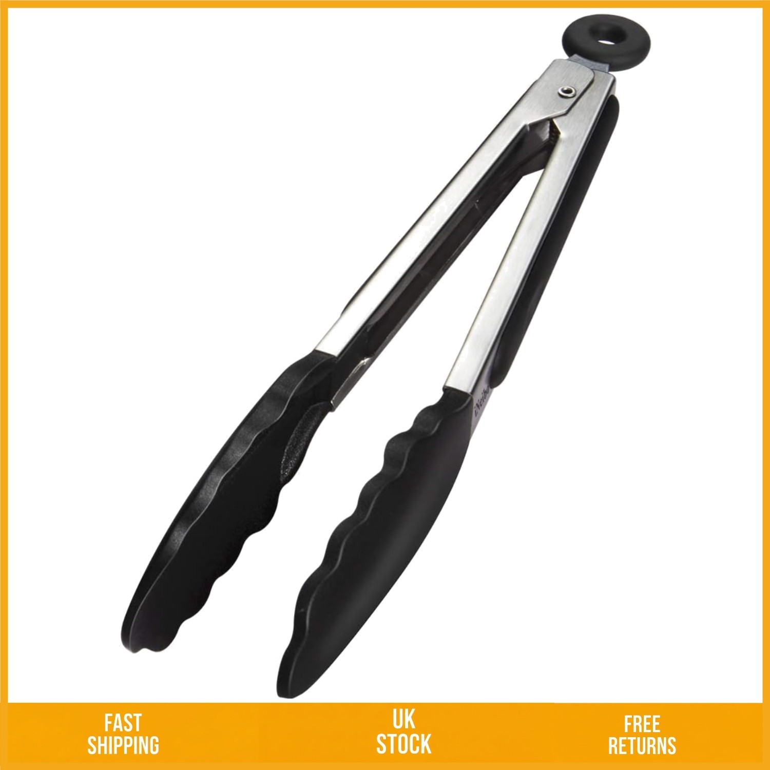 Heat Resistant Silicone Tip Stainless Steel Cooking Food Tongs 9inch